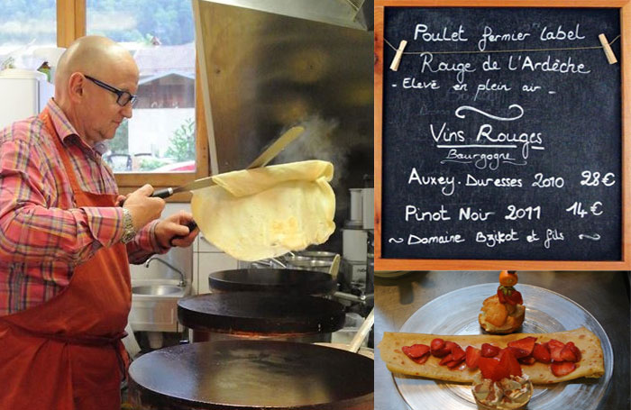 spécialités de crêpes et de galettes au blé noir, poulet fermier